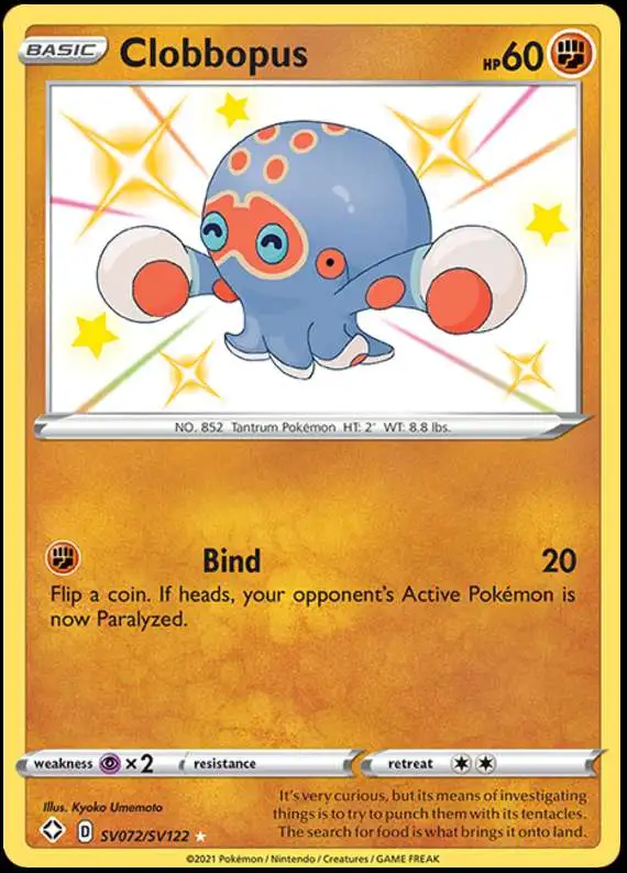 Pokemon Shining Fates Shiny Rare Clobbopus SV072