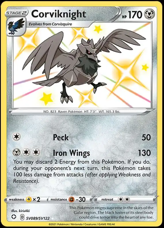 Pokemon Shining Fates Shiny Rare Corviknight SV089