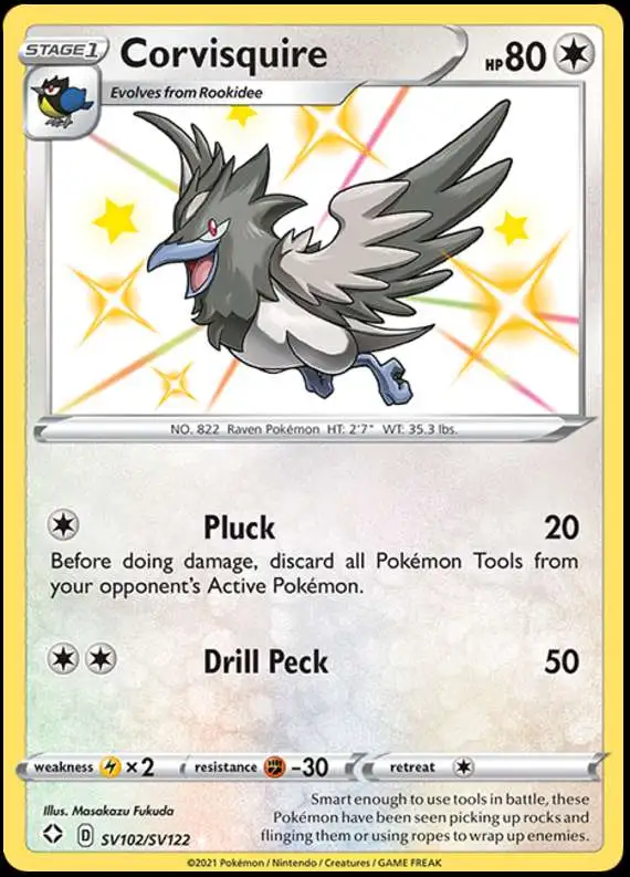Pokemon Shining Fates Shiny Rare Corvisquire SV102