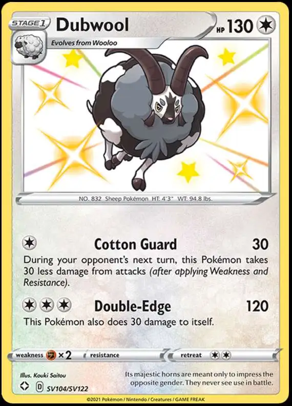 Pokemon Shining Fates Shiny Rare Dubwool SV104