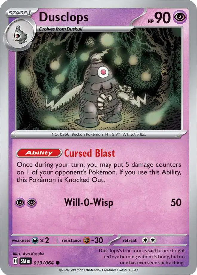 Pokemon Trading Card Game Shrouded Fable Common Dusclops #19