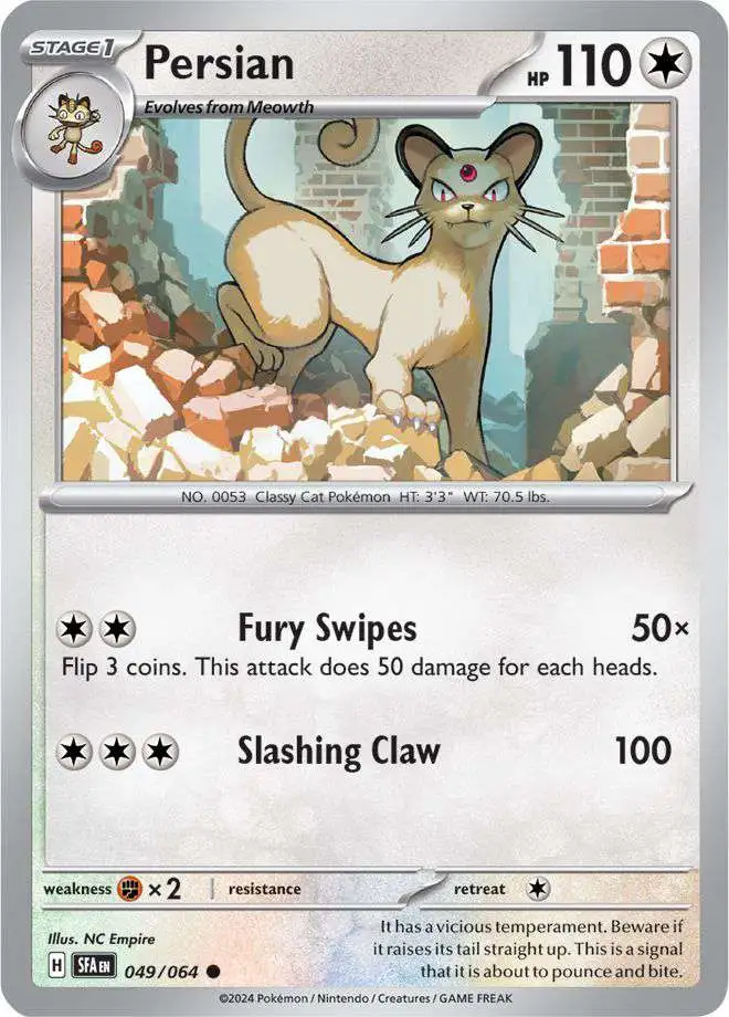 pokemon card persian Persian Pokemon Night Wanderer Art Rare Japanese #075 PSA 7 main image 1
