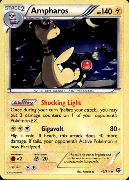 Pokemon Trading Card Game XY Steam Siege Rare Holo Ampharos #40