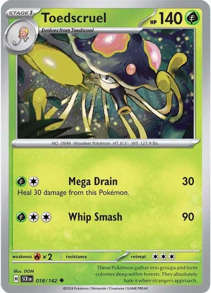 Pokemon Trading Card Game Stellar Crown Single Card Uncommon Toedscruel 18  - ToyWiz