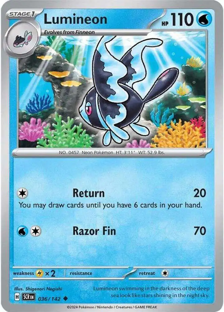 pokemon lumineon card Pokemon Trading Card Game Stellar Crown Uncommon Lumineon #36
