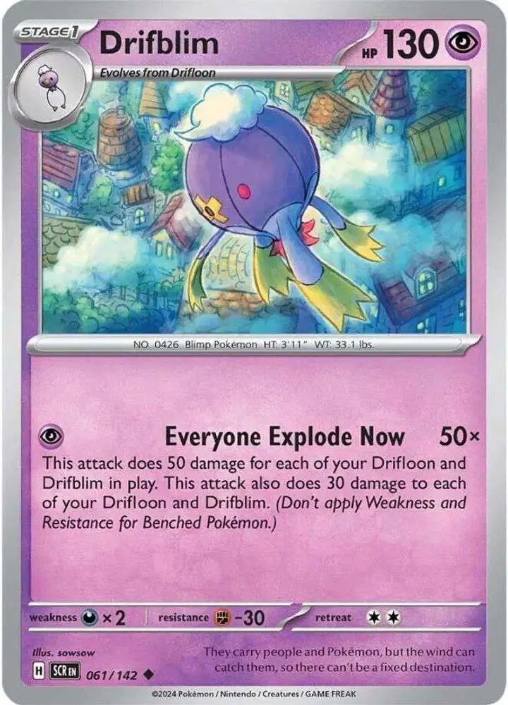 Pokemon Trading Card Game Stellar Crown Uncommon Drifblim #61