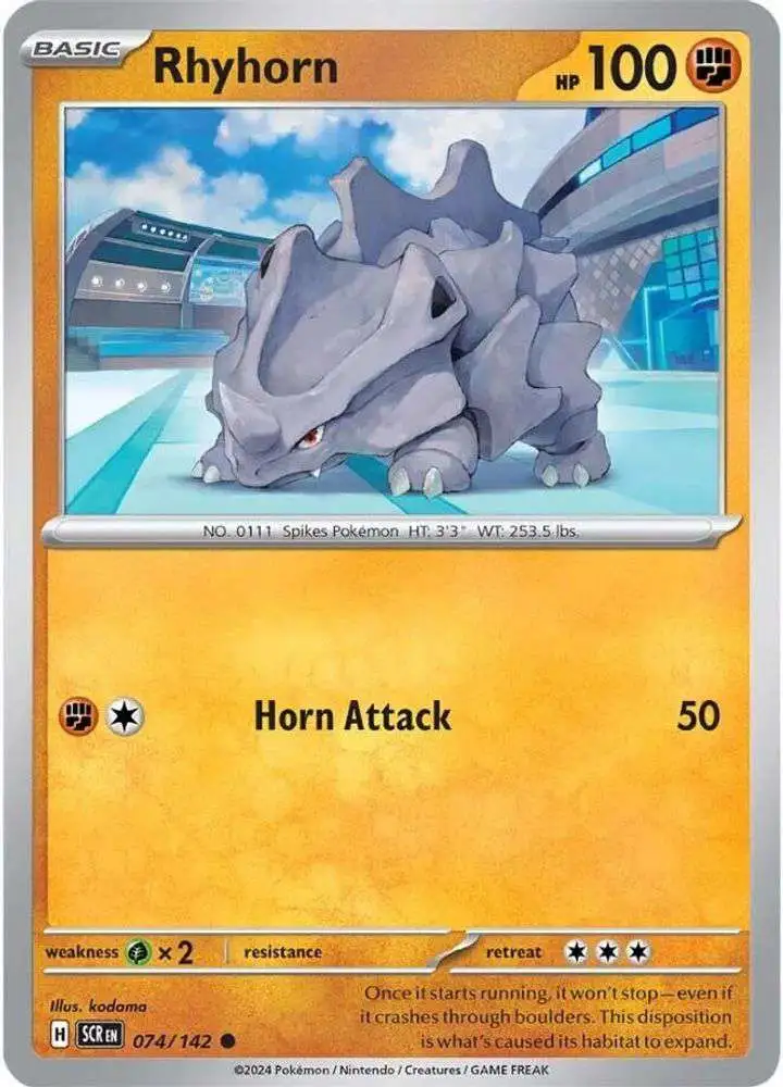 Pokemon Trading Card Game Stellar Crown Common Rhyhorn #74