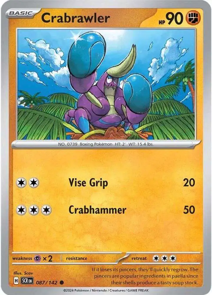Pokemon Trading Card Game Stellar Crown Common Crabrawler #87