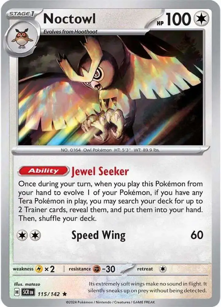 Pokemon Trading Card Game Stellar Crown Rare Noctowl #115