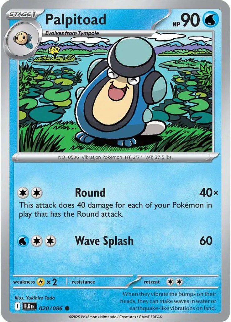 Pokemon Trading Card Game Black Bolt Common Palpitoad #20