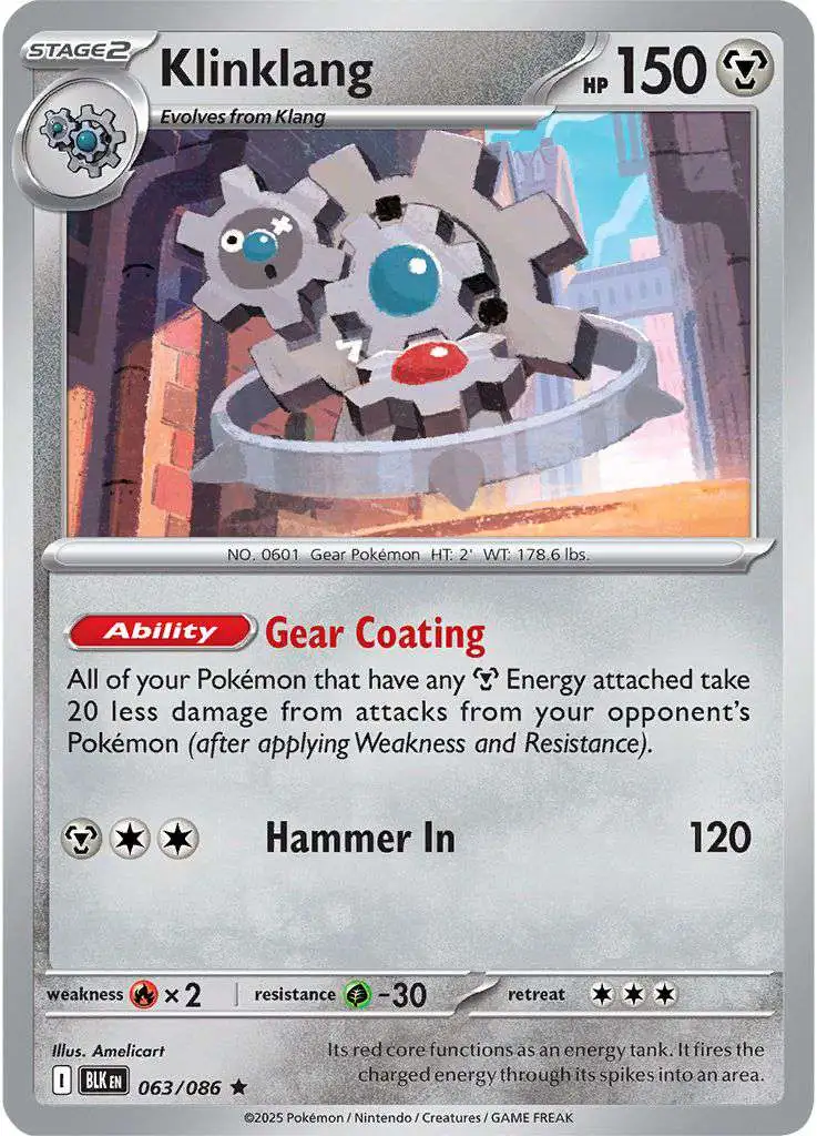 Pokemon Trading Card Game Black Bolt Rare Klinklang #63