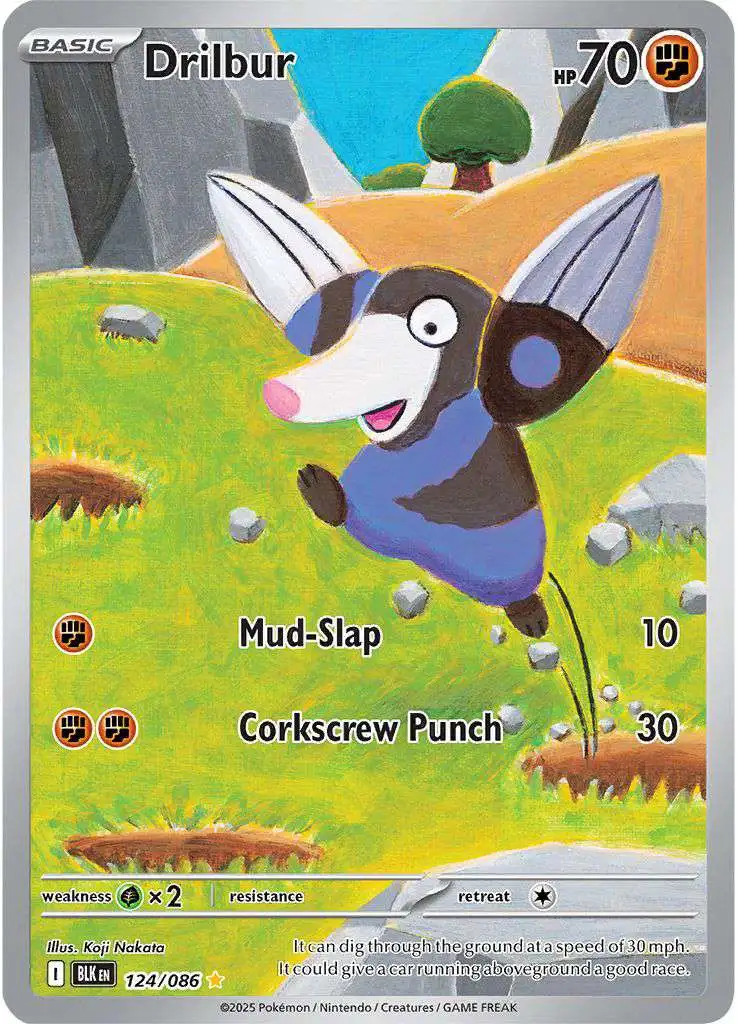 Pokemon Trading Card Game Black Bolt Illustration Rare Drilbur #124