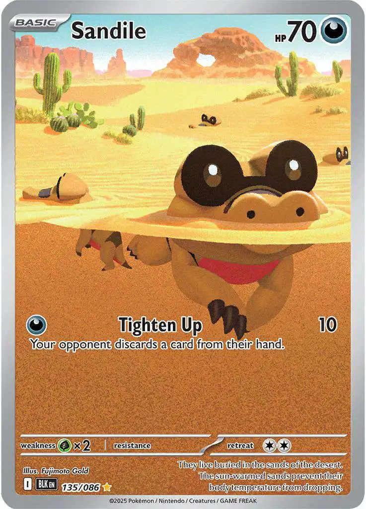 Pokemon Trading Card Game Black Bolt Illustration Rare Sandile #135