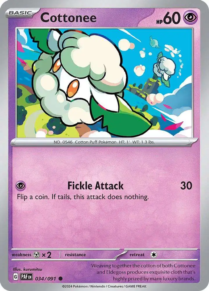 Pokemon Trading Card Game Paldean Fates Common Cottonee #34