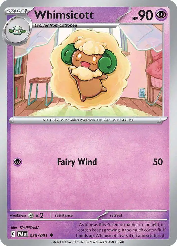 Pokemon Trading Card Game Paldean Fates Uncommon Whimsicott #35