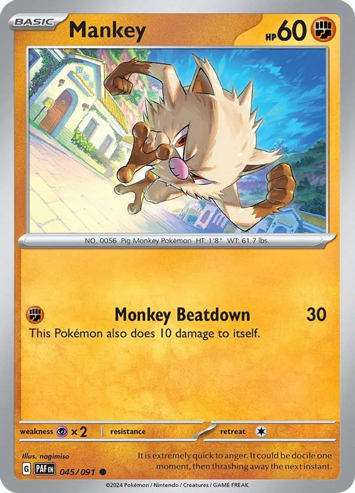 Pokemon Trading Card Game Paldean Fates Common Mankey #45