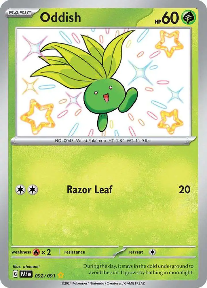 Pokemon Trading Card Game Paldean Fates Shiny Rare Oddish #92 [Shiny Rare]