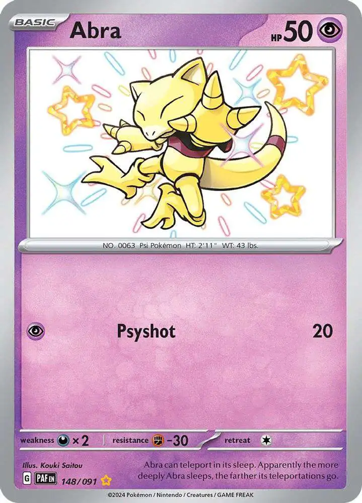 Pokemon Trading Card Game Paldean Fates Single Card Shiny Rare Abra 148 ...