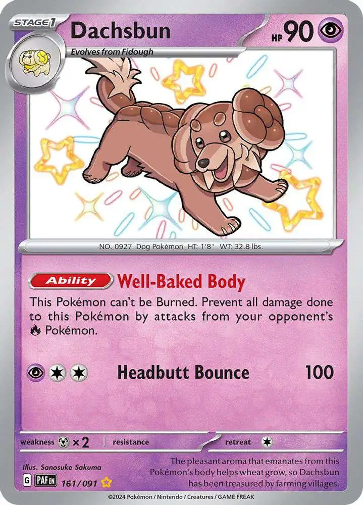 Pokemon Trading Card Game Paldean Fates Shiny Rare Dachsbun #161 [Shiny Rare]