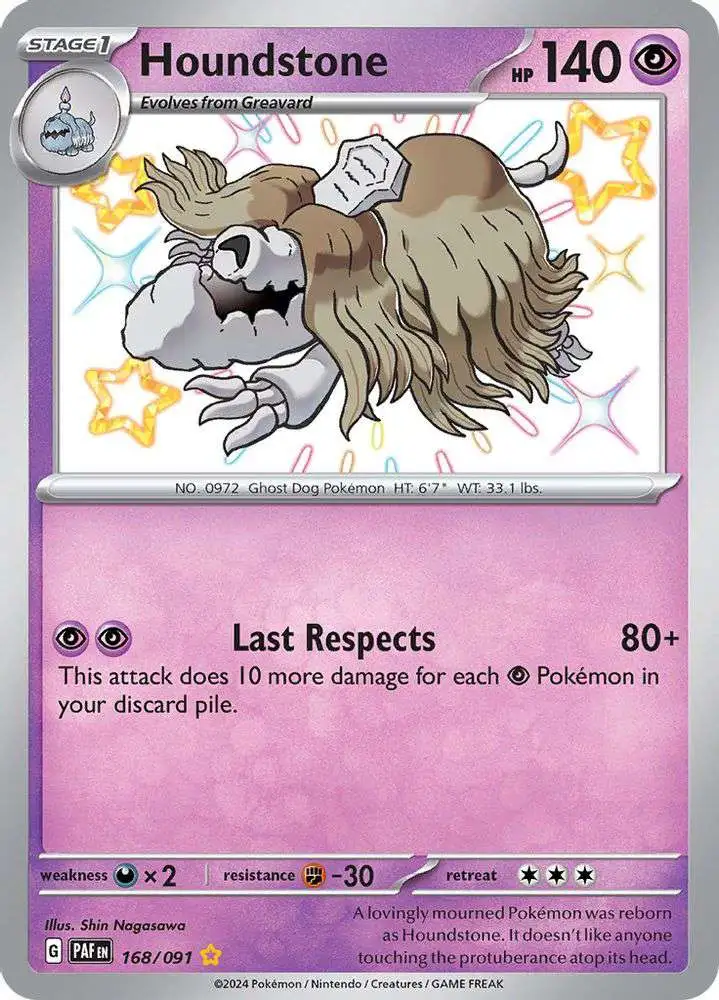Pokemon Trading Card Game Paldean Fates Shiny Rare Houndstone #168 [Shiny Rare]