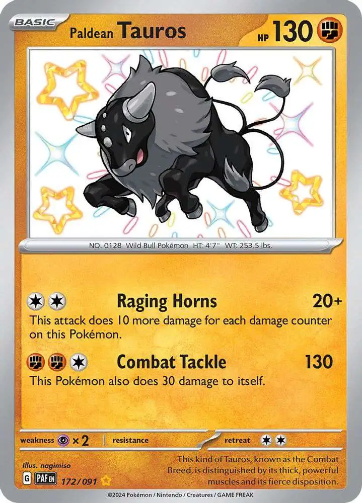 Pokemon Trading Card Game Paldean Fates Shiny Rare Paldean Tauros #172 [Shiny Rare]