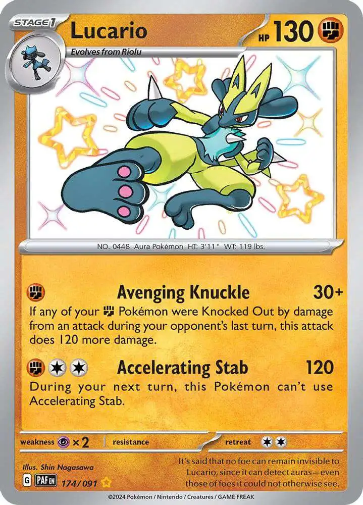 Pokemon Trading Card Game Paldean Fates Shiny Rare Lucario #174 [Shiny Rare]