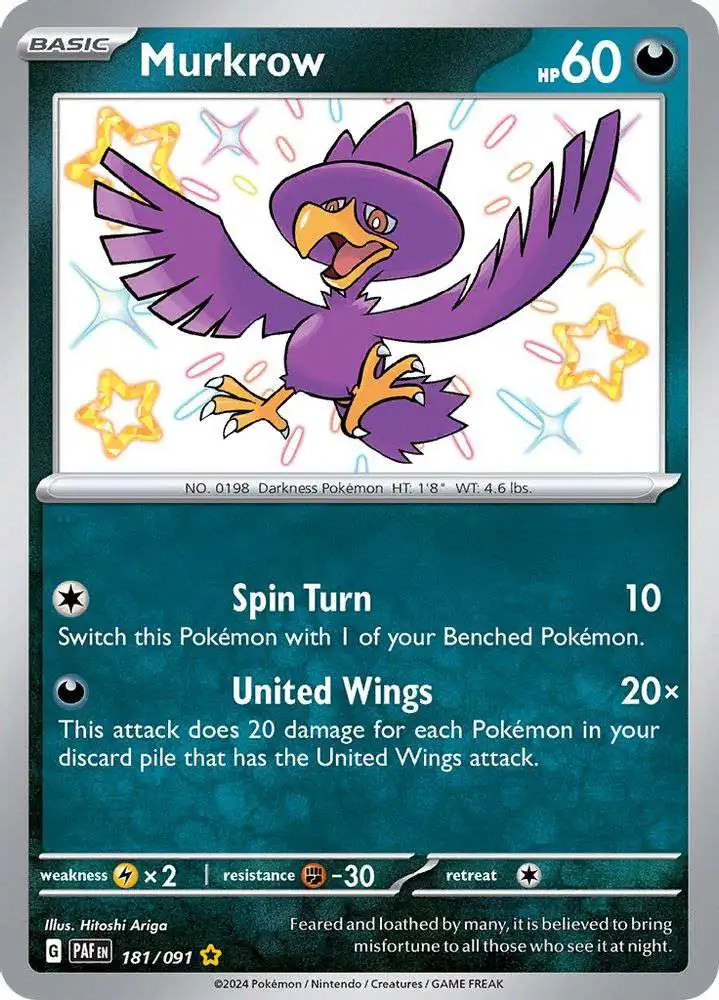 Pokemon Trading Card Game Paldean Fates Shiny Rare Murkrow #181 [Shiny Rare]