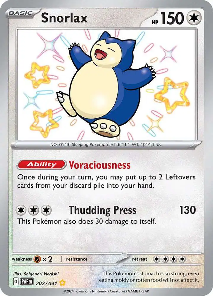 Pokemon Trading Card Game Paldean Fates Shiny Rare Snorlax #202 [Shiny Rare]