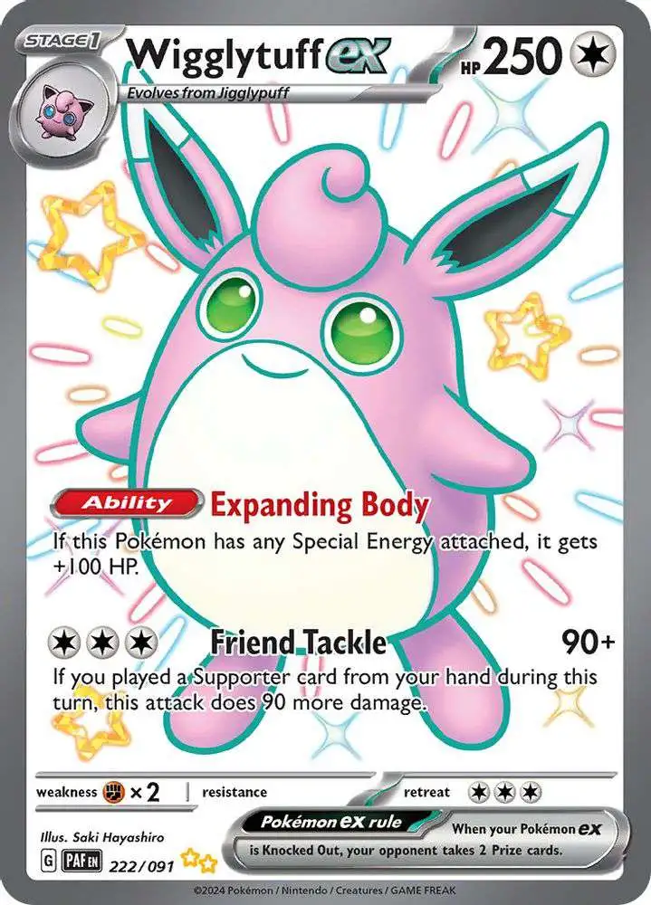 Pokemon Trading Card Game Paldean Fates Shiny Ultra Rare Wigglytuff ex #222 [Shiny Rare]