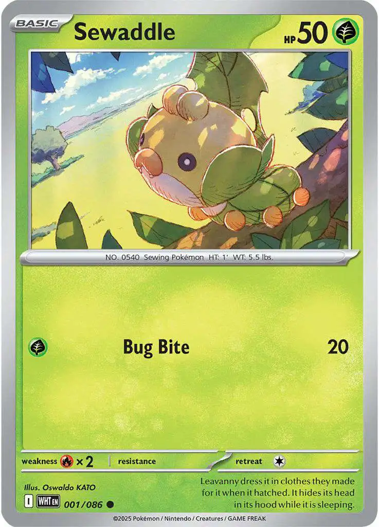 Pokemon Trading Card Game White Flare Common Sewaddle #1
