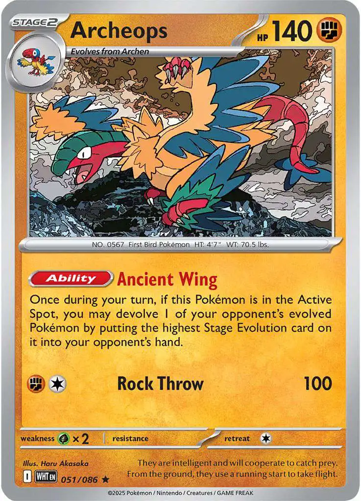 Pokemon Trading Card Game White Flare Rare Archeops #51
