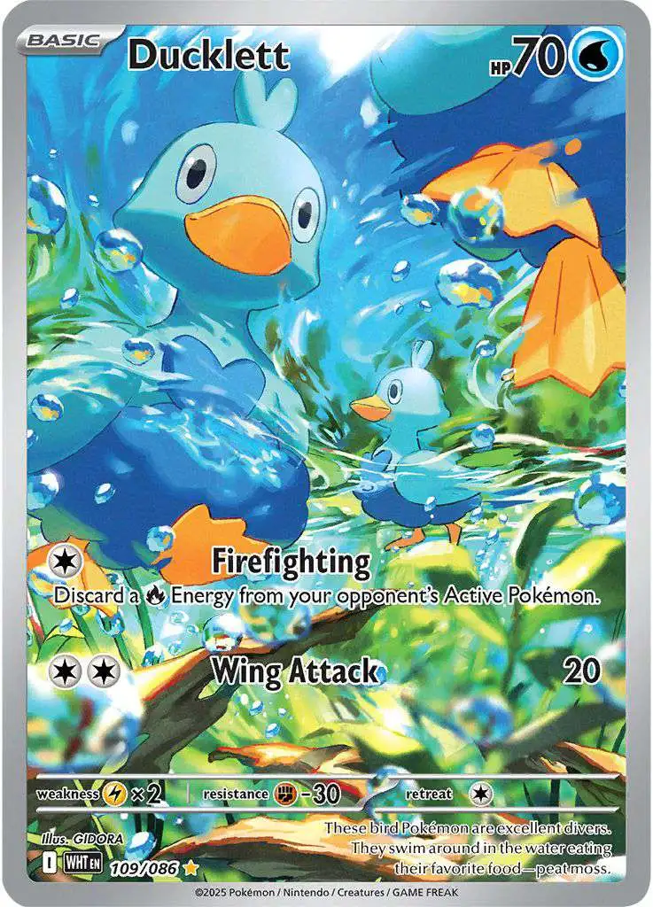 Pokemon Trading Card Game White Flare Single Card Illustration Rare  Ducklett 109 - ToyWiz