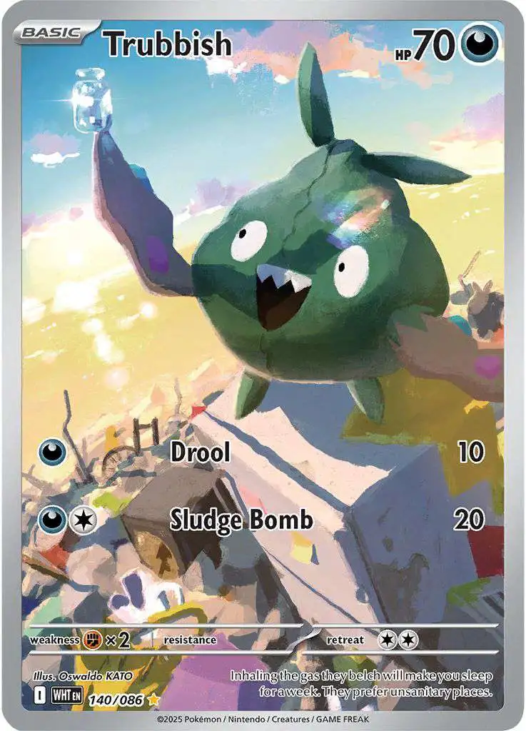 Pokemon Trading Card Game White Flare Single Card Illustration Rare  Trubbish 140 - ToyWiz