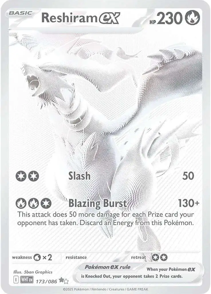 Pokemon Trading Card Game White Flare Black White Rare Reshiram ex #173