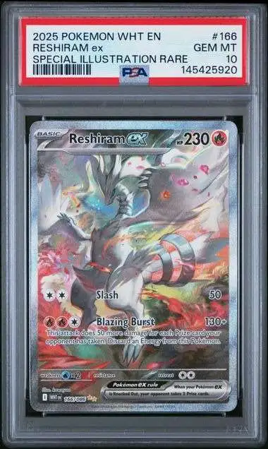 Pokemon Trading Card Game White Flare Special Illustration Rare Reshiram ex #166 [PSA 10]