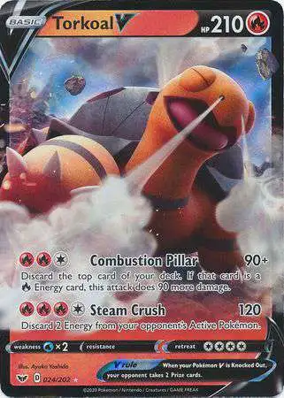 Pokemon Trading Card Game Sword & Shield Base Set Ultra Rare Torkoal V #24