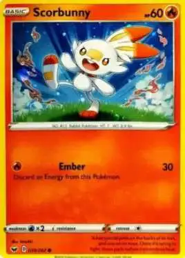 scorbunny pokemon card holographic Pokmon Scorbunny TCG Sword and Shield Base Holo Card 031/202
