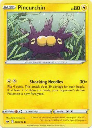 Pokemon Trading Card Game Sword & Shield Base Set Common Pincurchin #77