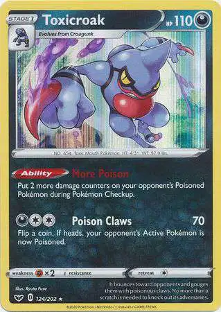 Pokemon Trading Card Game Sword & Shield Base Set Rare Holo Toxicroak #124