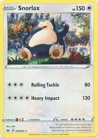 Pokemon Trading Card Game Sword & Shield Base Set Rare Snorlax #140