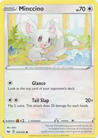 Pokemon Trading Card Game Sword & Shield Base Set Common Minccino #145