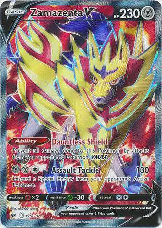 Pokemon Trading Card Game Sword & Shield Base Set Ultra Rare Zamazenta V #196