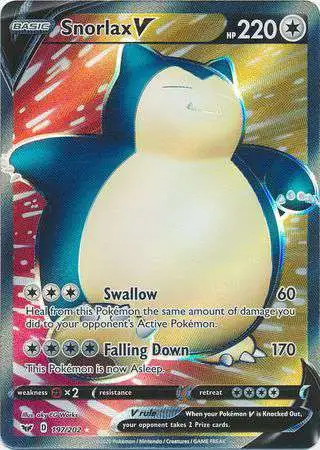 Pokemon Trading Card Game Sword & Shield Base Set Ultra Rare Snorlax V #197