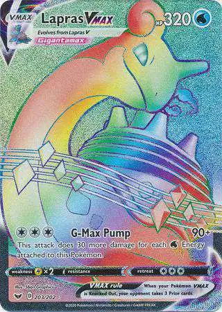Pokemon Trading Card Game Sword & Shield Base Set Secret Rare Lapras VMAX #203