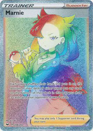 Pokemon Trading Card Game Sword Shield Base Set Single Card Secret Rare  Marnie 208 - ToyWiz