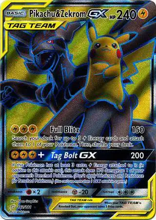 Pokemon Trading Card Game Sun & Moon Team Up Ultra Rare Pikachu & Zekrom GX #162