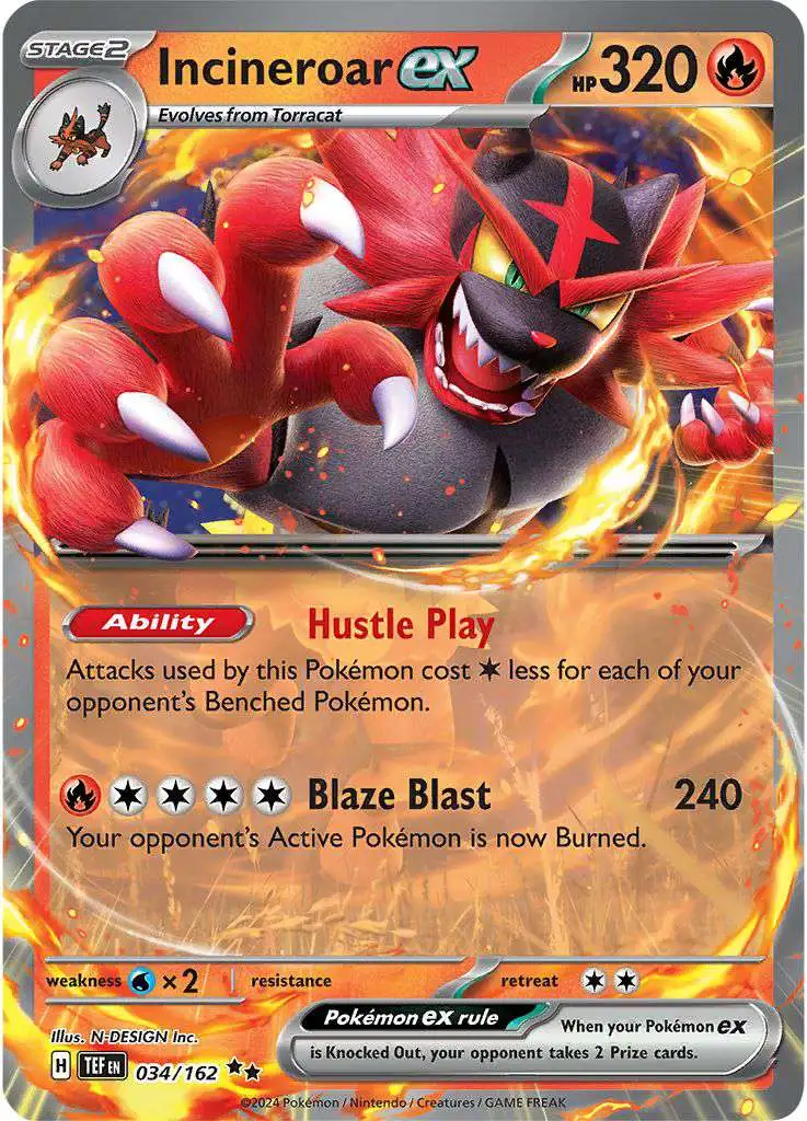 Pokemon Scarlet & Violet Temporal Forces Double Rare Incineroar ex #34