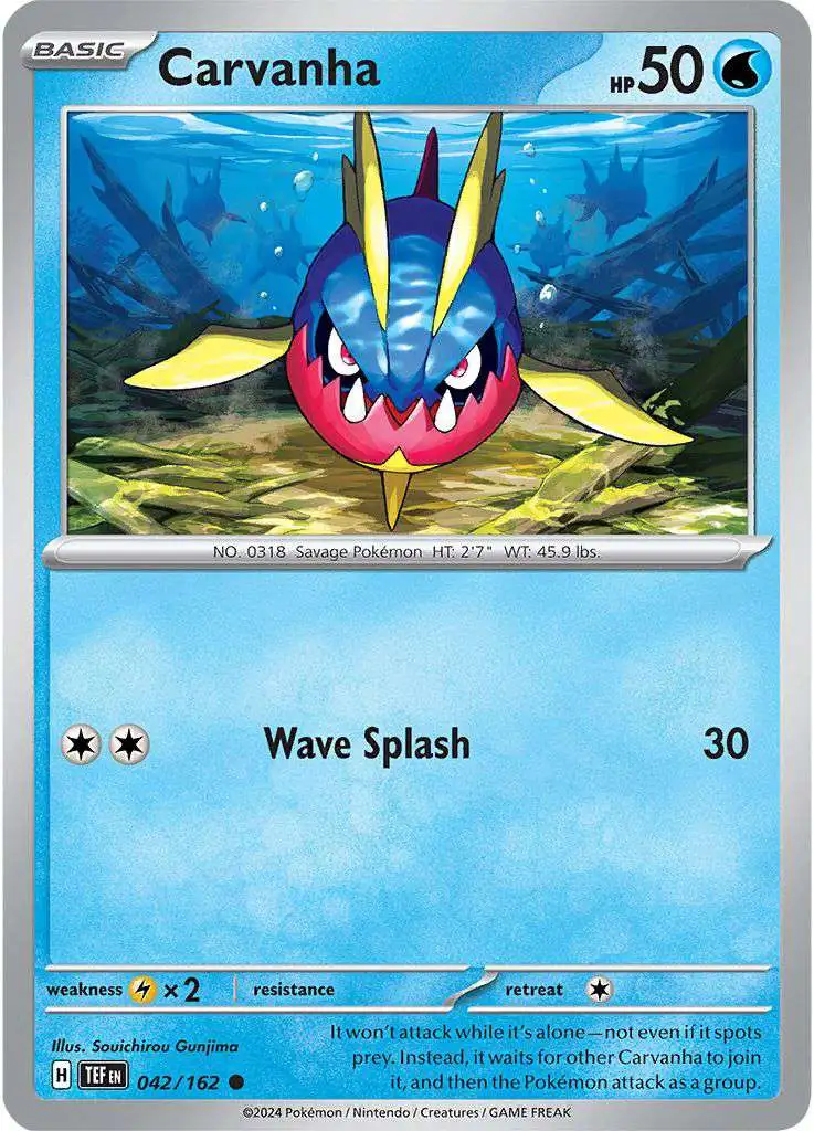 Pokemon Temporal Forces Single Card Common Carvanha 42 - ToyWiz Pokemon Temporal Forces Single Card Common Carvanha 42 - ToyWiz
