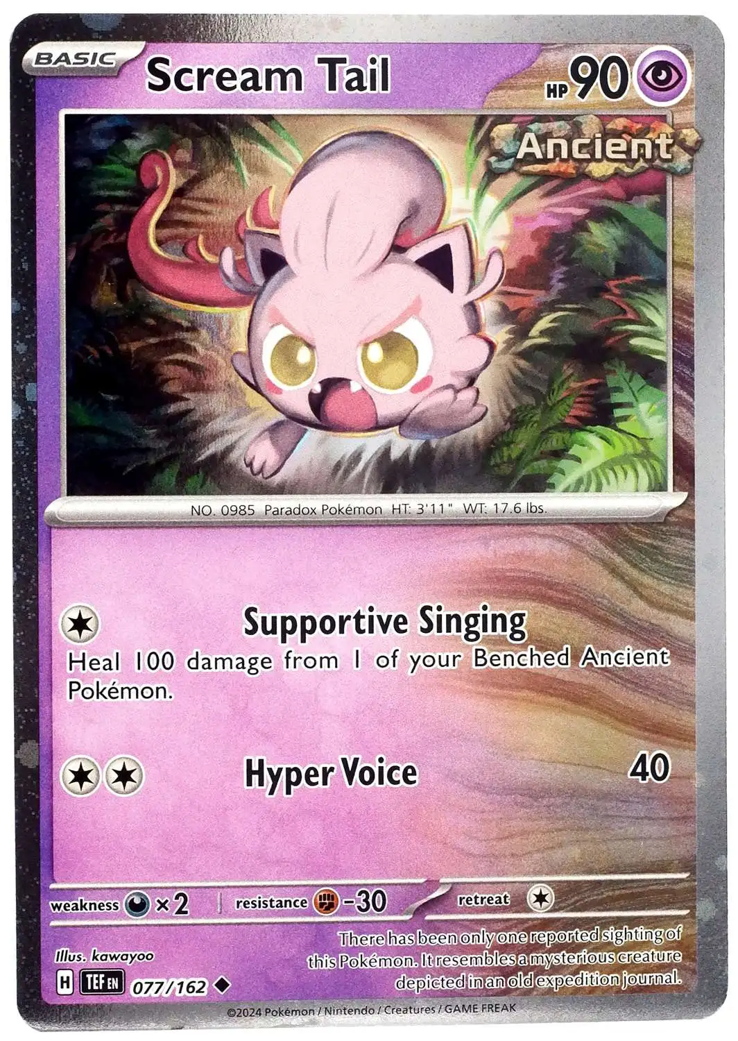 Pokemon Scarlet & Violet Temporal Forces Uncommon Scream Tail #77 [Cosmos Holo]