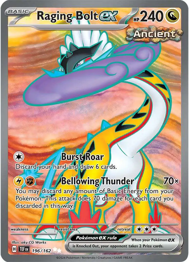 Pokemon Scarlet & Violet Temporal Forces Ultra Rare Raging Bolt ex #196